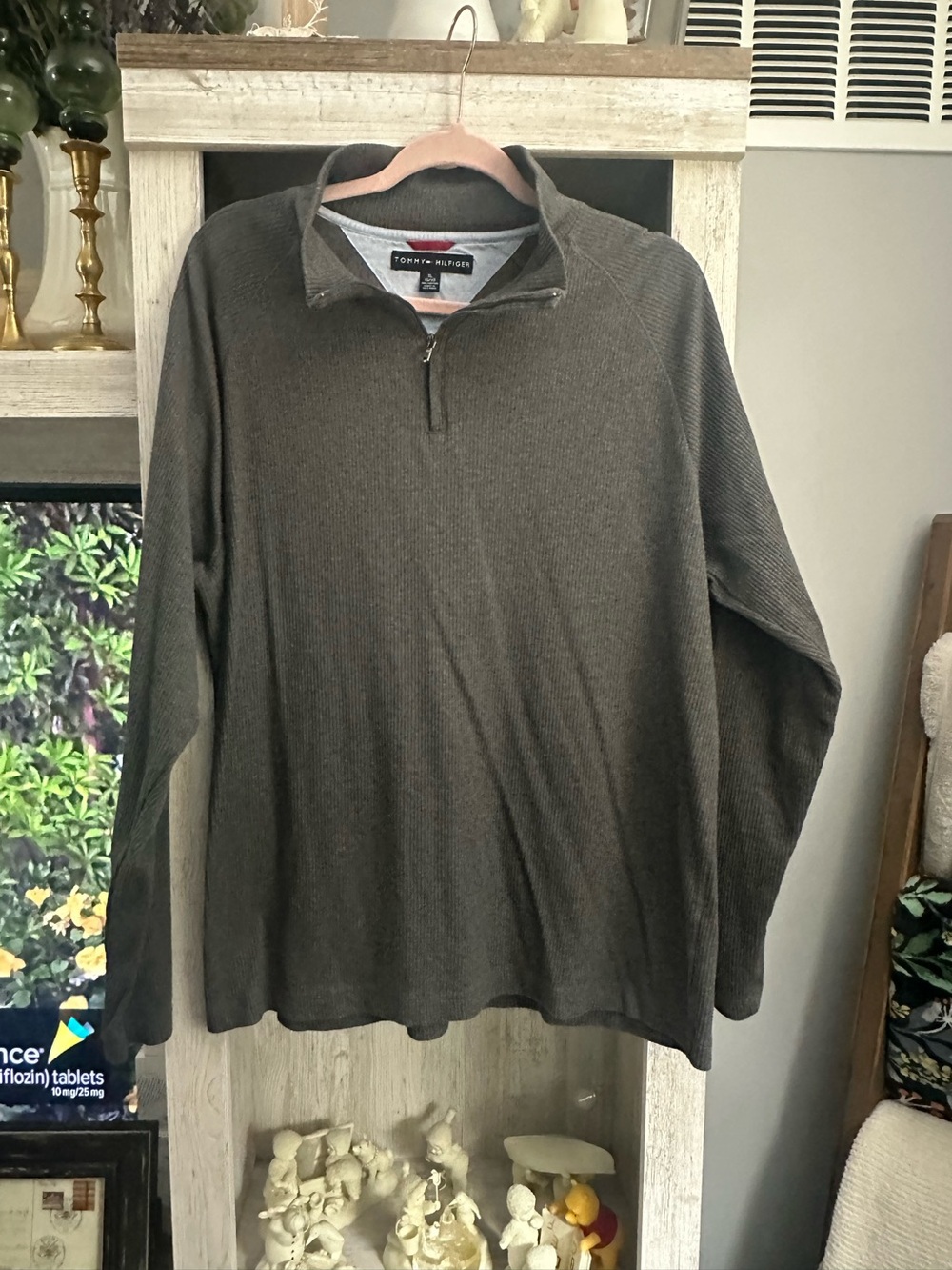 Tommy Hilfiger Olive Green Quarter-Zip Pullover